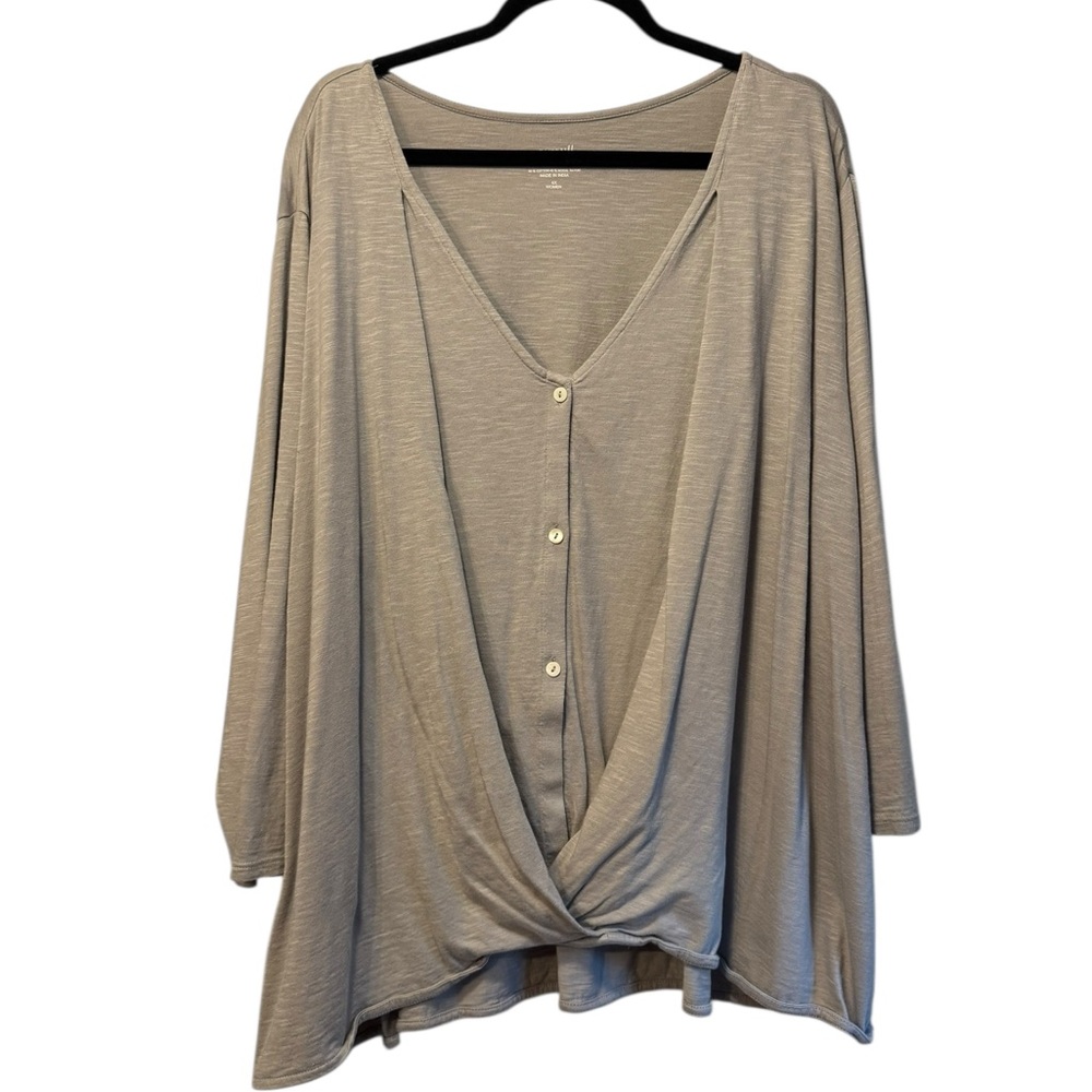 Chic Gray Front Knotted Women's Top